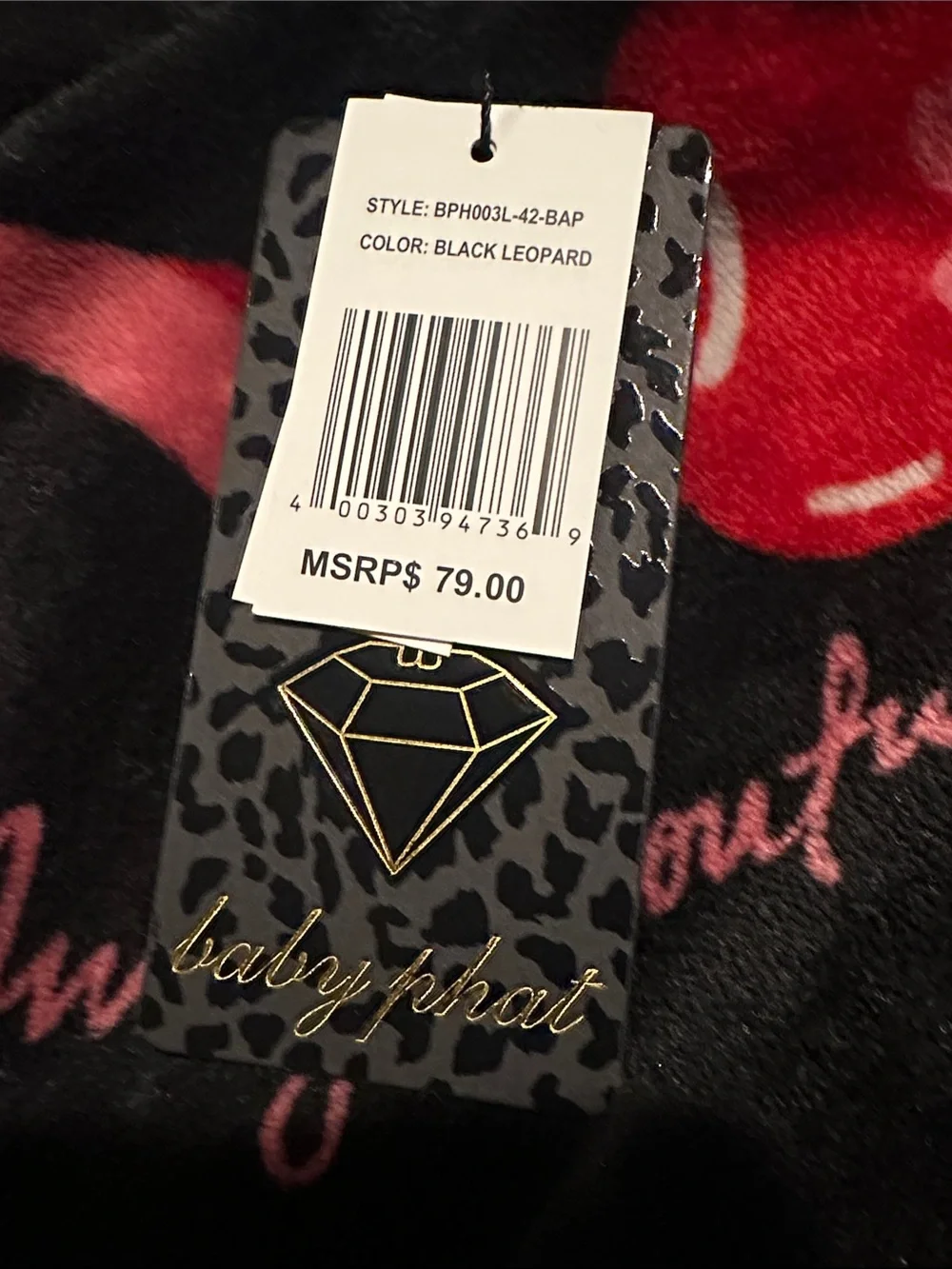 Baby Phat Black Leopard-Print Shoulder Bag with Gold Charm Chain
